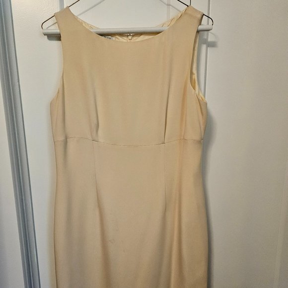 Windsmoor Pale Yellow Silk Sheath Sz 10 - Picture 3 of 15